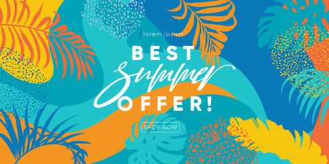 Summer Sale banner design. Best offer for summer sale promotion background. Eps10 vector.