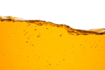 Orange water line with bubbles isolated on a white background.