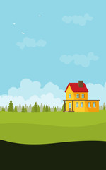 Family home in flat style. Vector illustration.