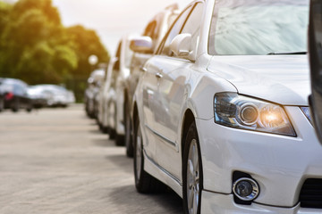 Car parked on street,Car parking row on road,Transportation 