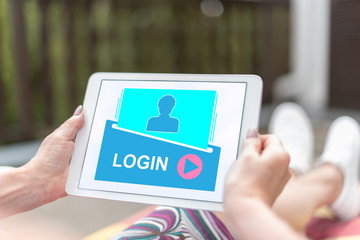 Login concept on a tablet