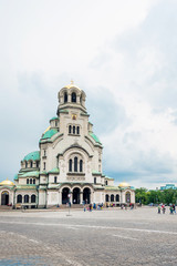 Fototapeta na wymiar SOFIA, BULGARIA - 24 May 2018: St. Alexander Nevsky Cathedral is a Bulgarian Orthodox cathedral in Sofia