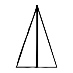 Mechanical drawing of triangle. Simple isolated geometrical object for technical documentation, schoolbooks and further design. Black outline on white background. Vector illustration. EPS10