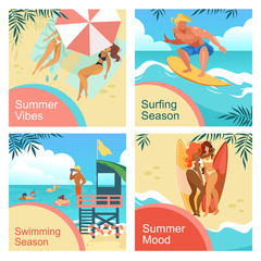 Summer Mood, Vibes, Surfing, Swimming Season Set