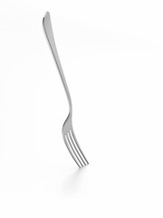 Table stabbed by fork. 3d render