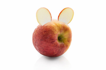 Apples like rabbits on white background.