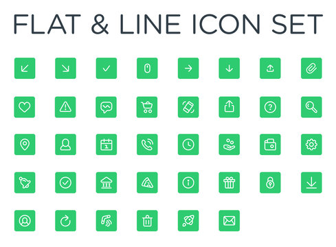 Isolated Flat And Line icon set, Emoticon, Vector Icon, Pictogram - Vector