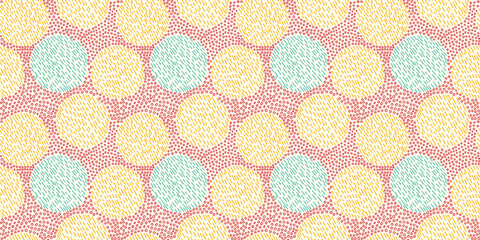 Dot circle illustration background. Seamless pattern.Vector. ドット円形パターン