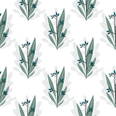 Pattern flowers and leaves composition isolated on white background. Design for fabric, wrapping, textile, wallpaper, apparel.