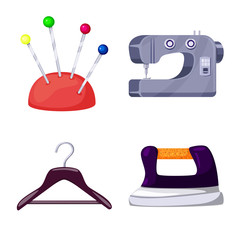 Vector illustration of atelier and sewing symbol. Set of atelier and tailoring stock vector illustration.
