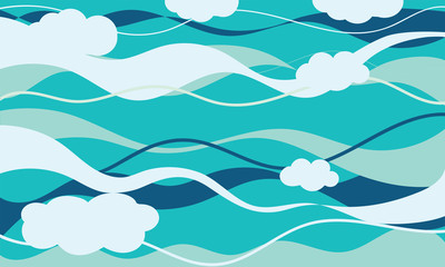 sea water with clouds design illustration texture concept