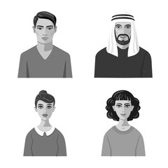 Isolated object of face and person icon. Collection of face and portrait stock symbol for web.