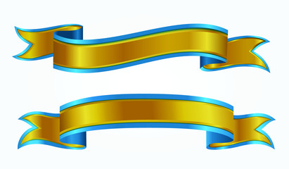 Obraz premium set of decorative gold ribbon banners isolated 
