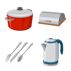 Vector illustration of kitchen and cook sign. Collection of kitchen and appliance stock vector illustration.