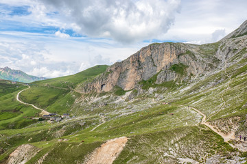 Obraz premium View at a hiking area with footpath at the alps mountain