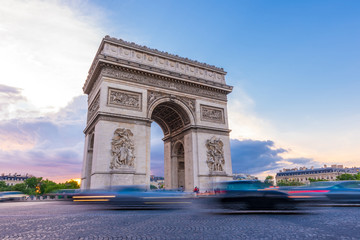 Fototapeta na wymiar Arc de Triomphe of Paris at Sunset