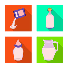 Isolated object of fresh and diet sign. Set of fresh and healthy stock symbol for web.