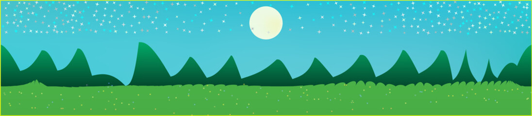 Fototapeta premium Cyan sky, and mountains landscape. 
