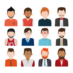 Set of people faceless characters icons