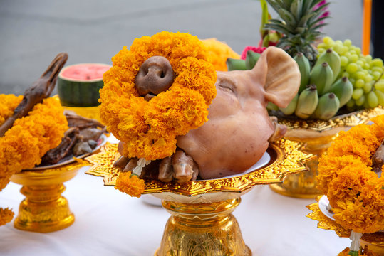 Brahmin religious rituals , Boar's head brought to worship the sacred things