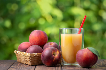 peach juice in glass