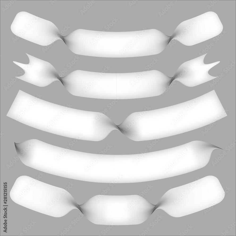 Wall mural vector white twisted and warped bannners