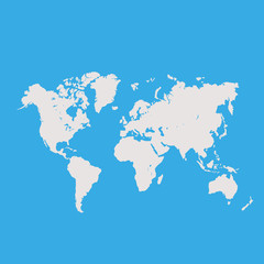 Vector World Map over Blue Background