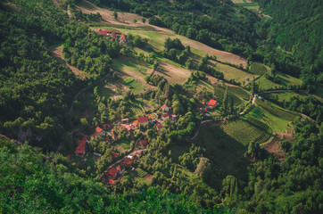 Aerial view of a mountain village