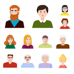 Vector design of people and avatar logo. Collection of people and portrait stock vector illustration.