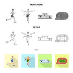 Vector illustration of sport and winner sign. Collection of sport and fitness vector icon for stock.