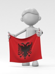 国旗を掲げるアルバニアのスポーツ選手
