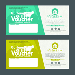 Eid al Adha voucher template with islamic ornament 