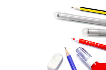 Student educational equipment isolate on white background.