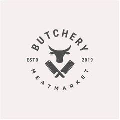 Fototapeta na wymiar Vintage Retro Hipster Meat Butcher shop label logo design