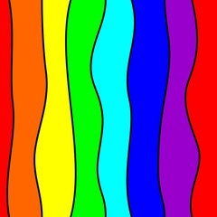 Seamless pattern with rainbow wavy stripes. Vector drawing.