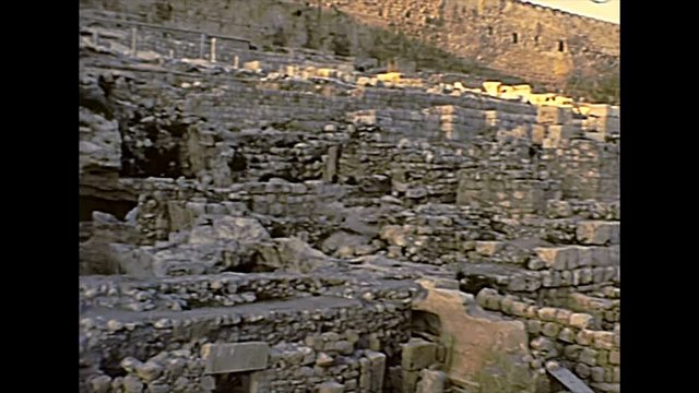 Al-Aqsa Mosque on the Temple Mount or Majid mount, Haram esh-Sharif in Islam. Historic Old City of Jerusalem panorama in the 1970s in Israel.
