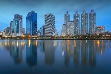 Cityscape in Bangkok at twilight