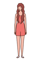 young woman standing on white background