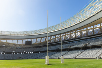 Rugby stadium on a sunny day