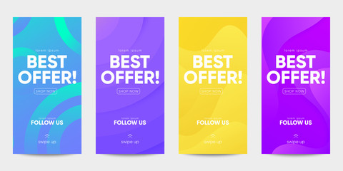 Set of sale banner for social media stories, web page and other pormotion for mobile. Eps10 vector.