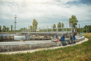 Tank or reservoir for biological purification and cleaning of dirty sewage water by active sludge. Modern technologies in wastewater treatment plant