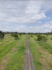 Fototapeta na wymiar railway in the countryside Surin City Thailand