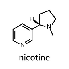 Nicotine chemical formula on white background