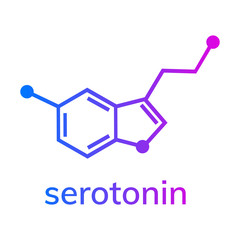Serotonin chemical formula. Hormone of happiness