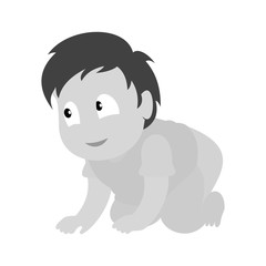 A happy boy crawling. Baby boy monochromatic vector illustration. Flat design.
