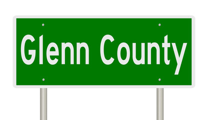 Rendering of a green highway sign for Glenn County