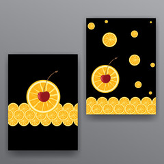 Oranges pattern, creative page cover for bar menu, juicy drinks or fruits restaurant