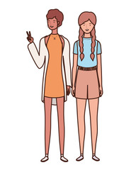 young women standing on white background