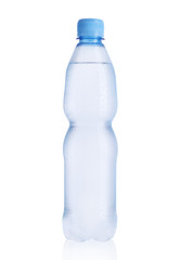 small plastic bottle full of mineral water