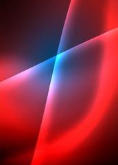 Obraz premium Shiny color bright neon abstract wave template. Abstract bright light. Neon light glowing effect. Space background. Abstract shape